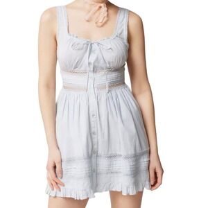 Urban Outfitters Size Large Mini Dress Angelina Lace Trim Baby Blue Cottagecore